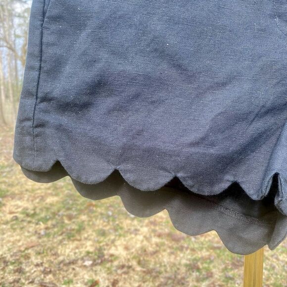 J.Crew Black Linen Mini Scallop Hem Shorts - Picture 3 of 6